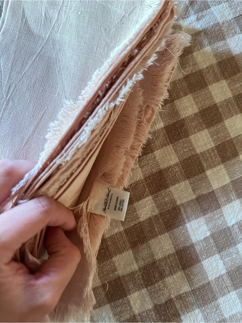 Hearth & Hand Blush Pink Fringe Cotton Napkins - Set of 8 - Picture 2 of 2